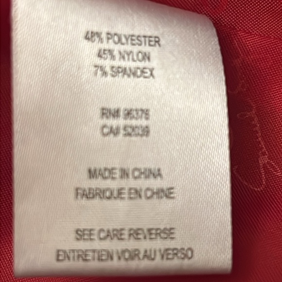 Samuel Dong Belted Brocade Elasticized Coat Red/Black Snap Closure - Picture 8 of 9